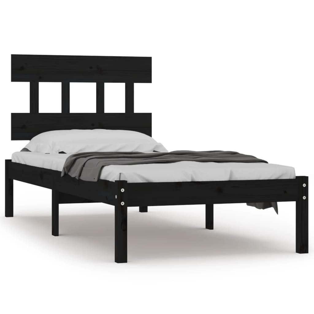 Bed Frame without Mattress Black 100x200 cm Solid Wood