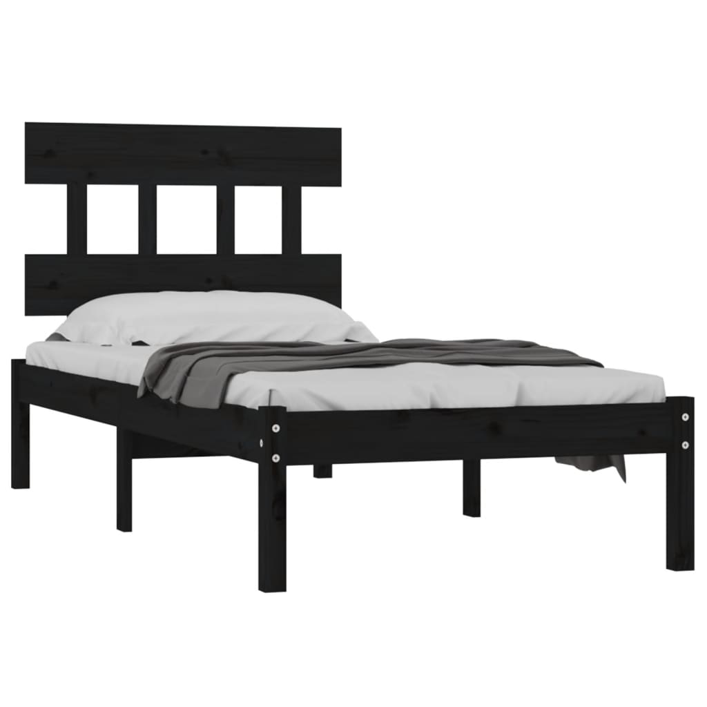 Bed Frame without Mattress Black 100x200 cm Solid Wood