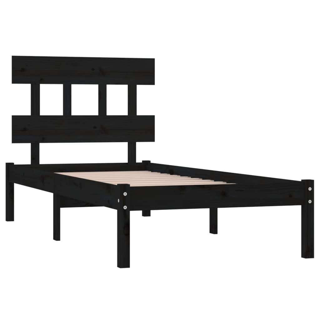 Bed Frame without Mattress Black 100x200 cm Solid Wood