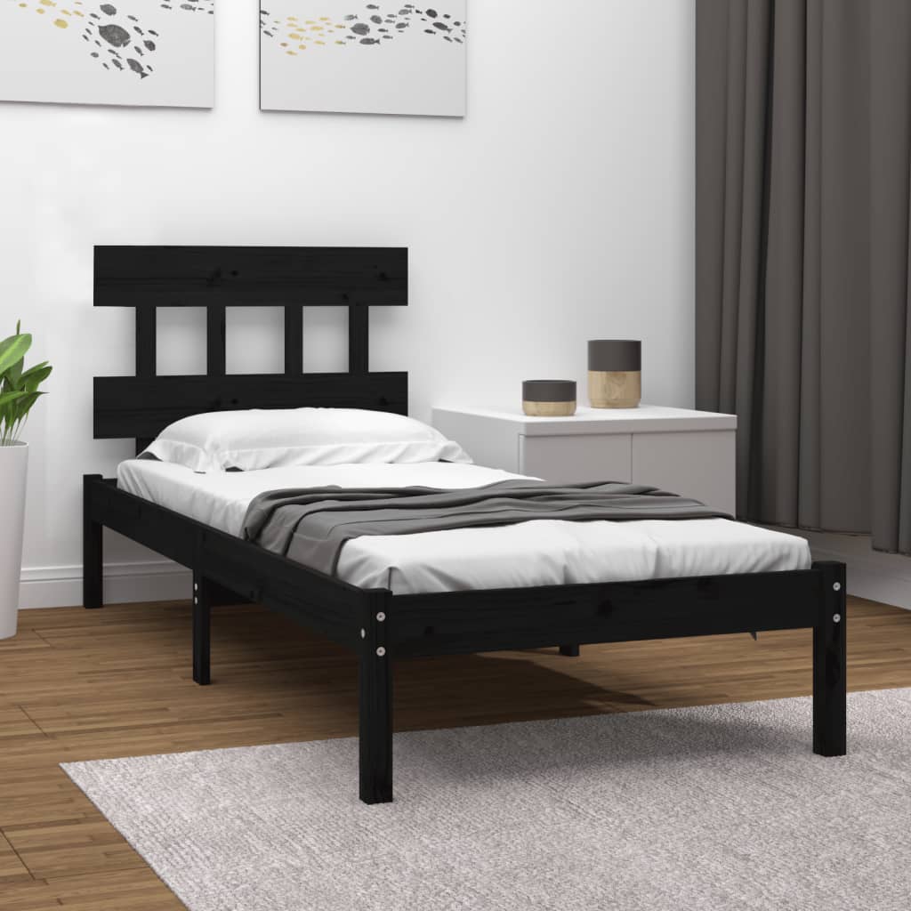 Bed Frame without Mattress Black 100x200 cm Solid Wood