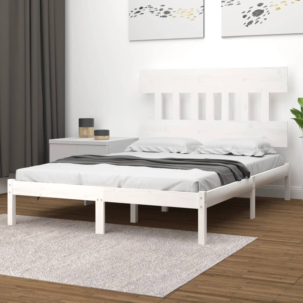 Bed Frame without Mattress White 160x200 cm Solid Wood