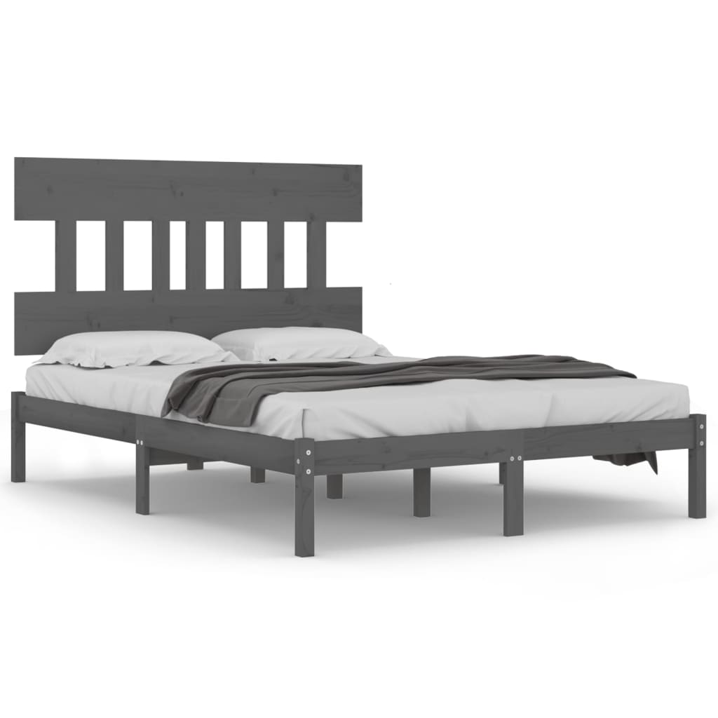 Bed Frame without Mattress Grey 200x200 cm Solid Wood