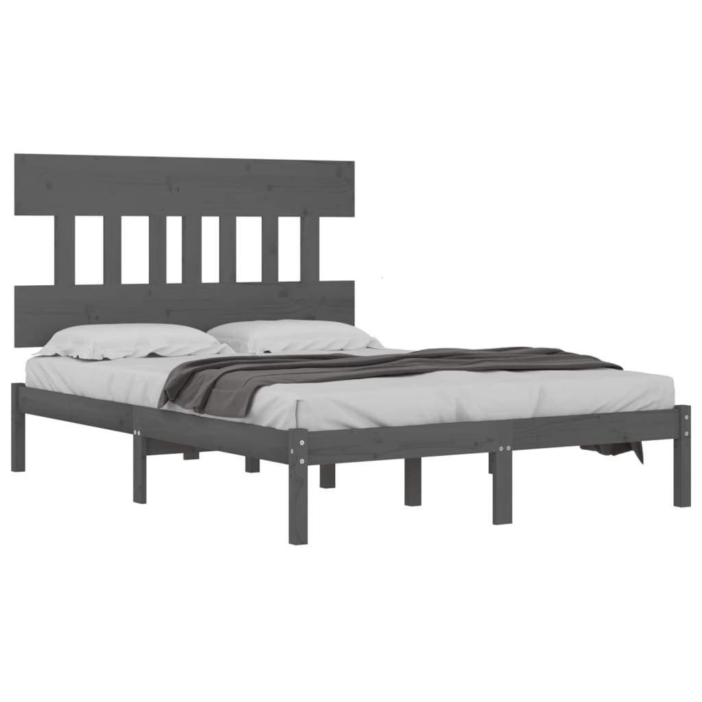 Bed Frame without Mattress Grey 200x200 cm Solid Wood