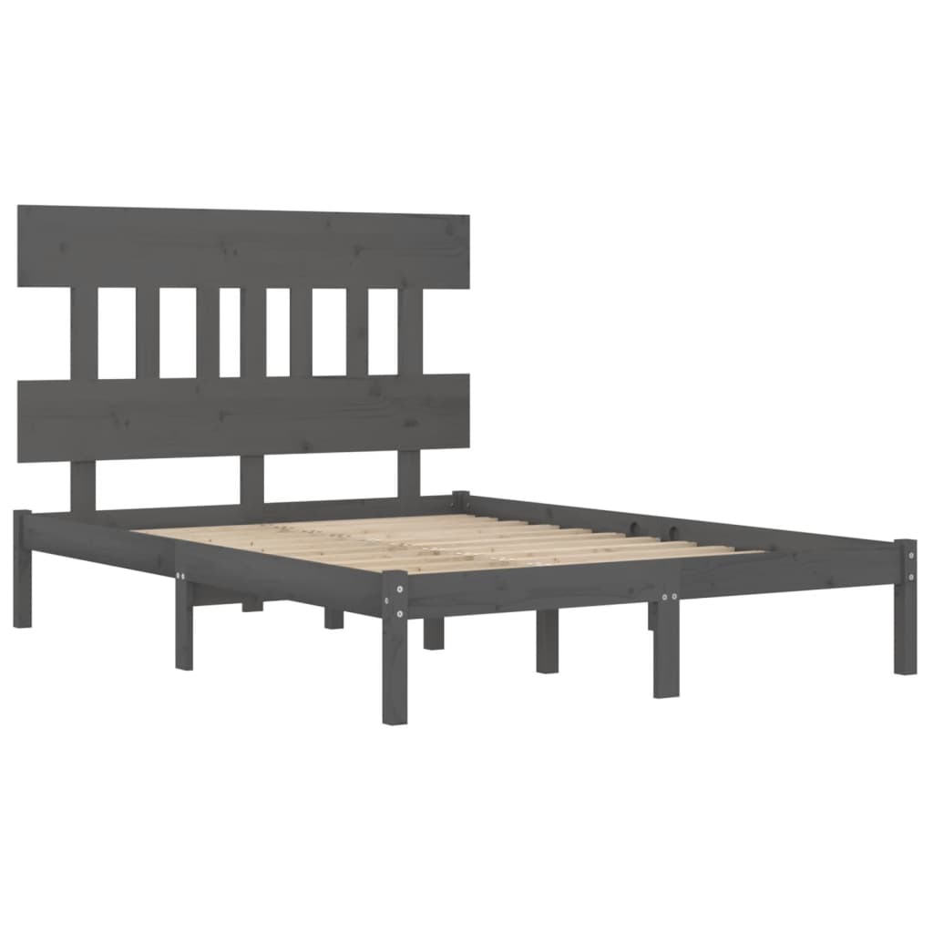 Bed Frame without Mattress Grey 200x200 cm Solid Wood
