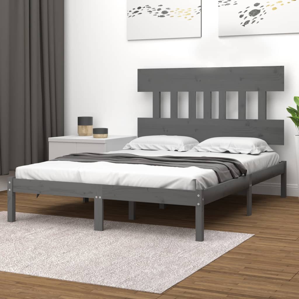 Bed Frame without Mattress Grey 200x200 cm Solid Wood