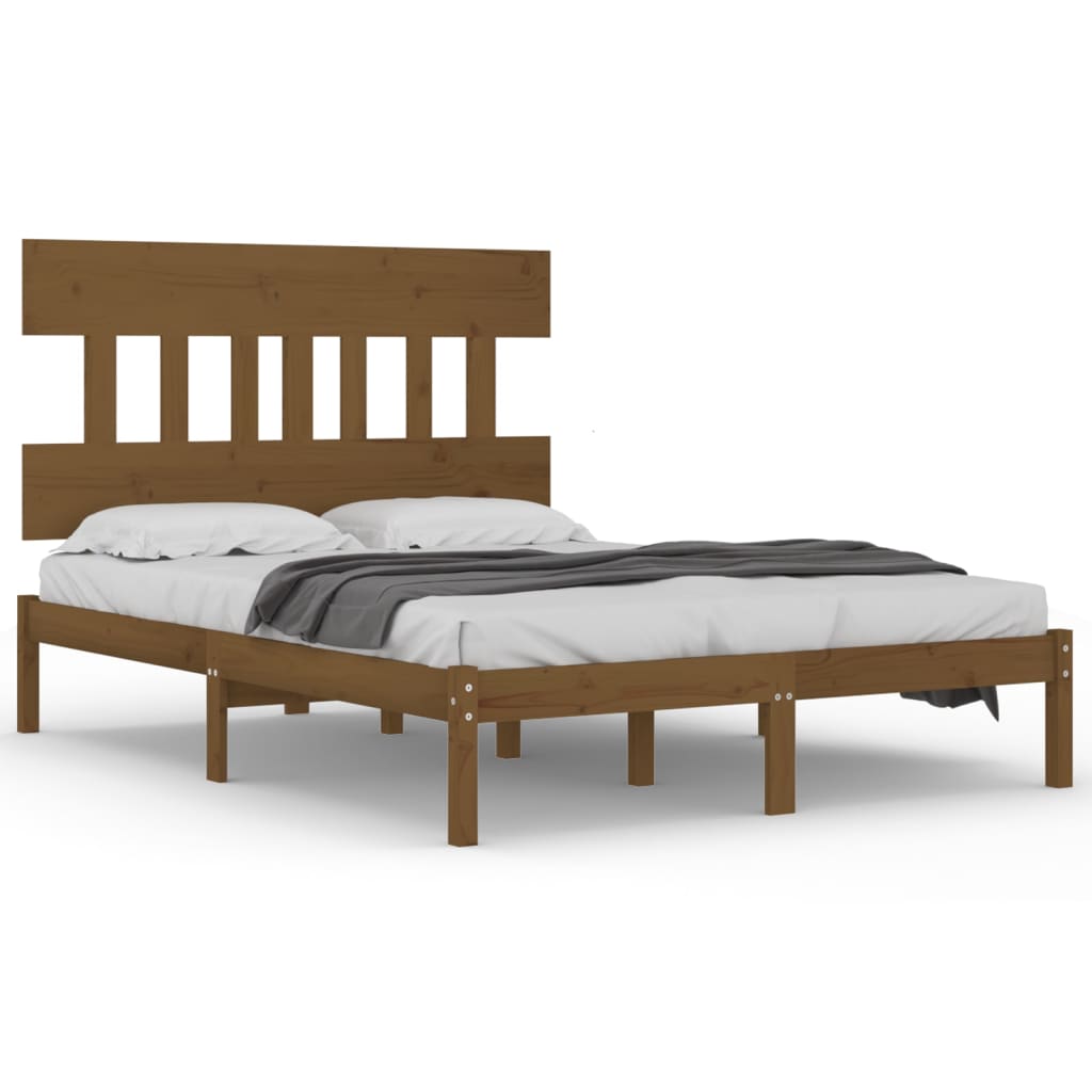 Bed Frame without Mattress Honey Brown 200x200 cm Solid Wood