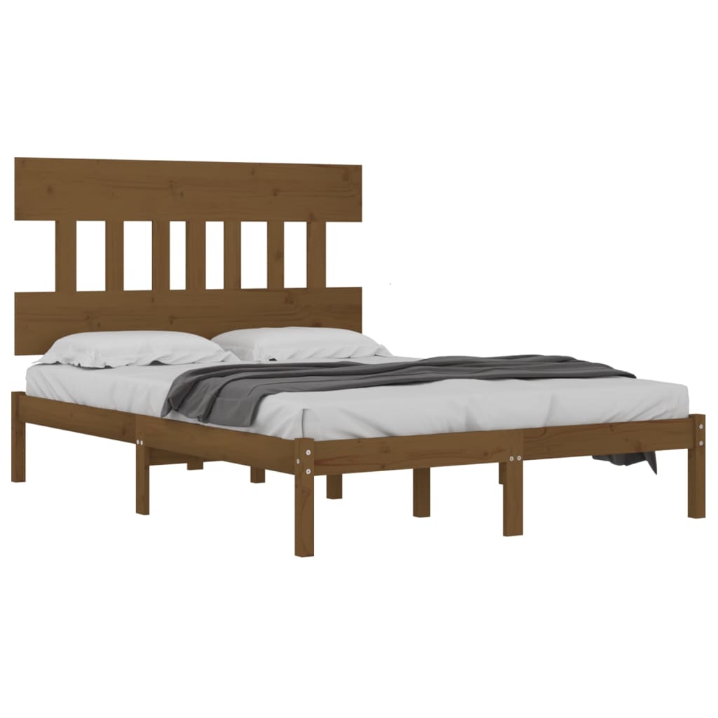 Bed Frame without Mattress Honey Brown 200x200 cm Solid Wood