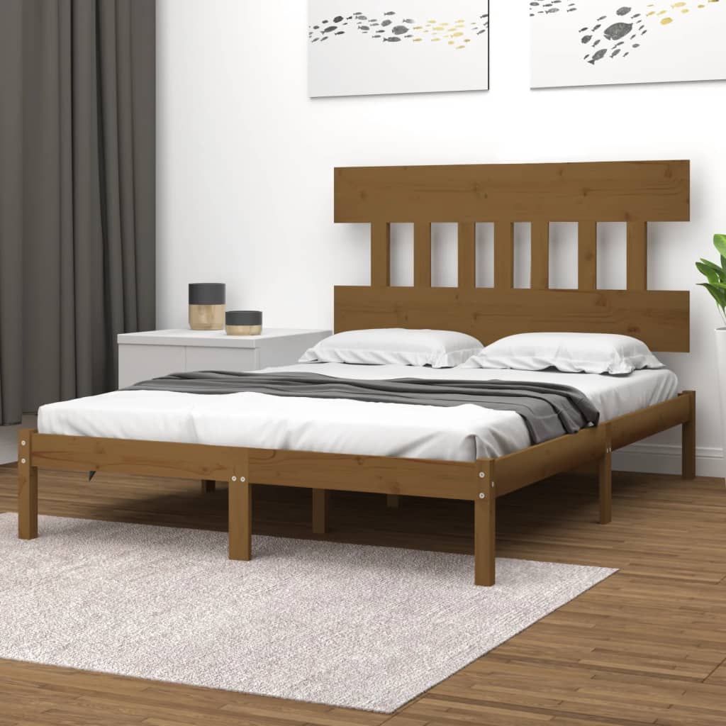 Bed Frame without Mattress Honey Brown 200x200 cm Solid Wood