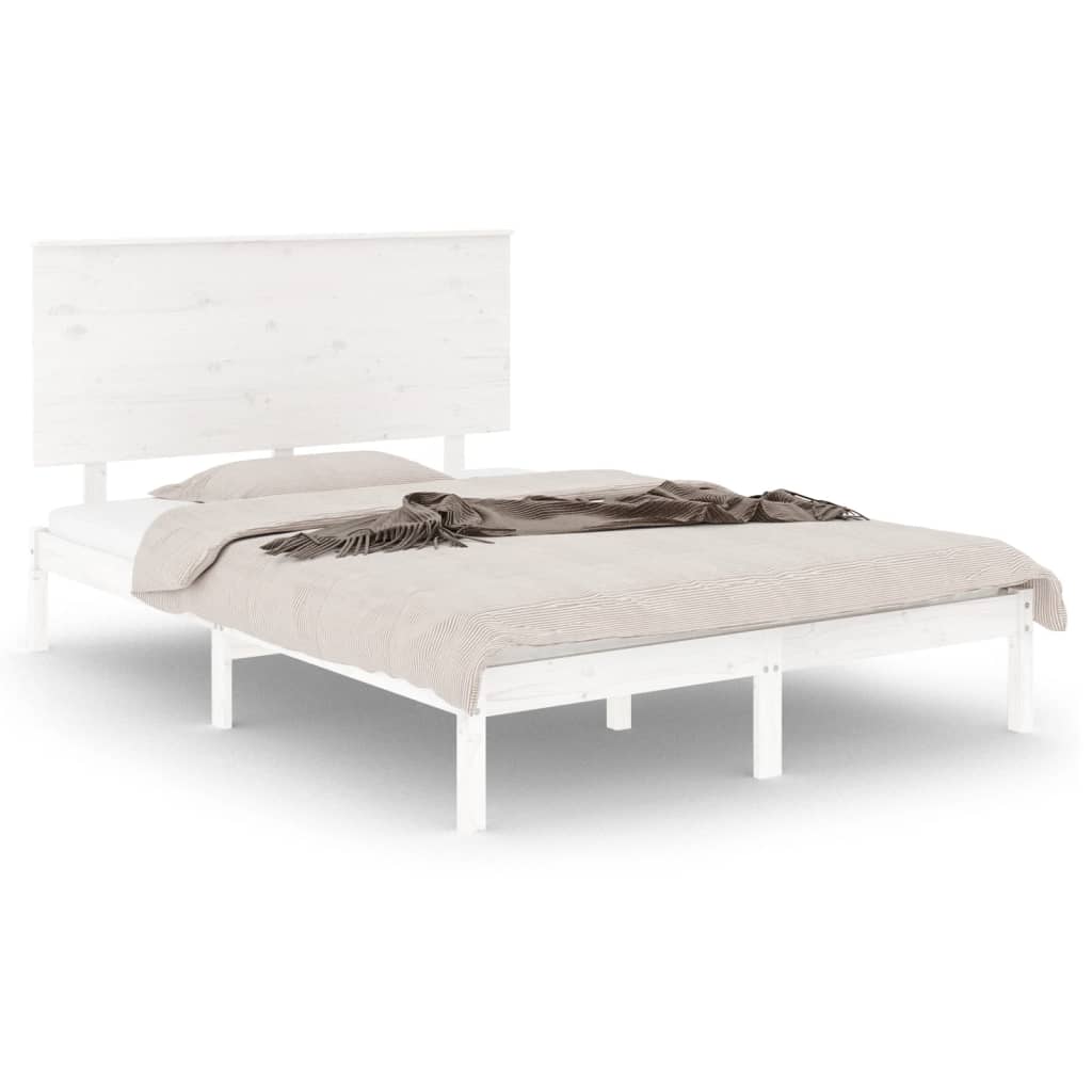 Bed Frame without Mattress White 120x190 cm Small Double Solid Wood