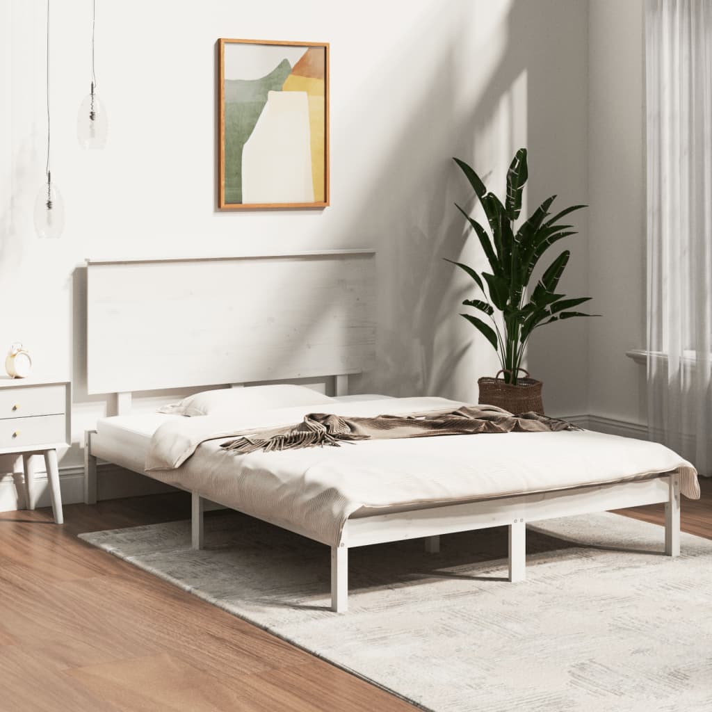 Bed Frame without Mattress White 120x190 cm Small Double Solid Wood