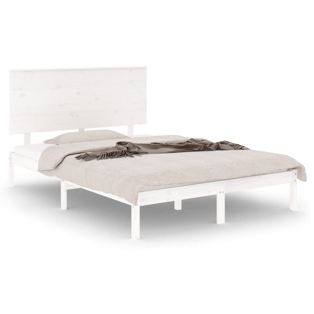 Bed Frame without Mattress White 140x190 cm Solid Wood Pine