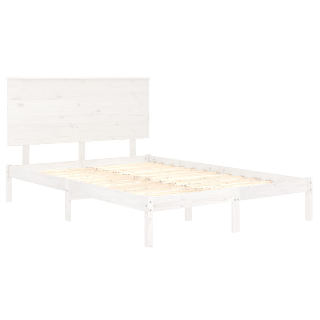 Bed Frame without Mattress White 140x190 cm Solid Wood Pine