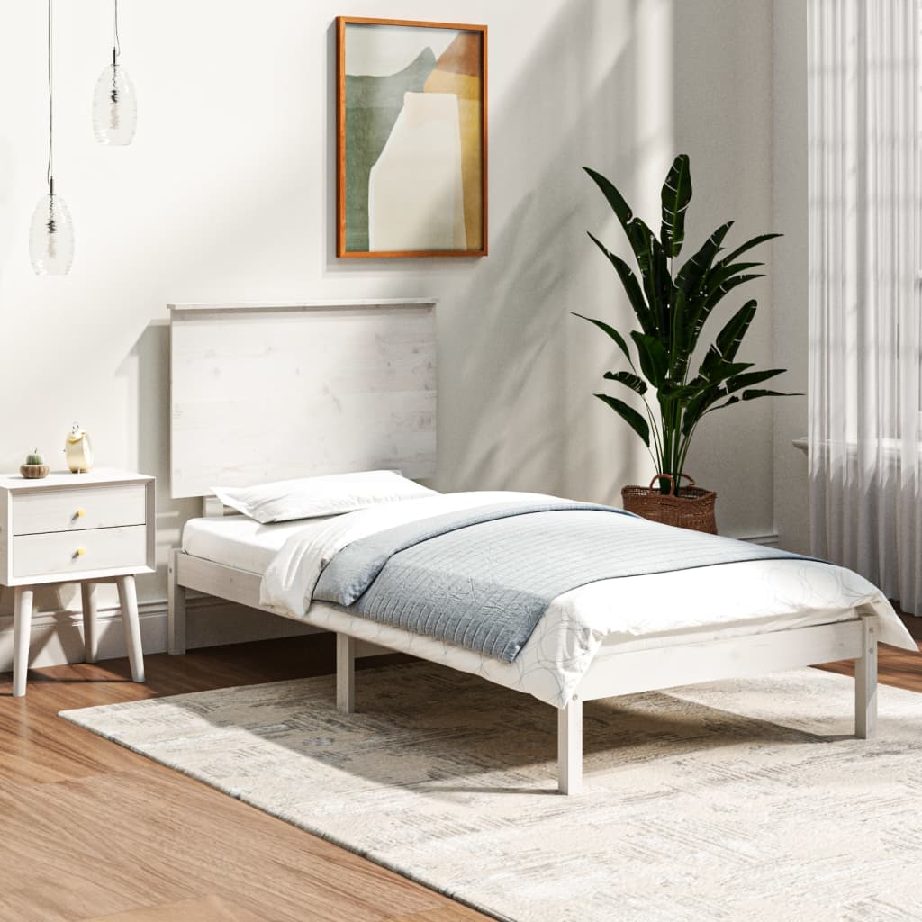Bed Frame without Mattress White 90x200 cm Solid Wood Pine