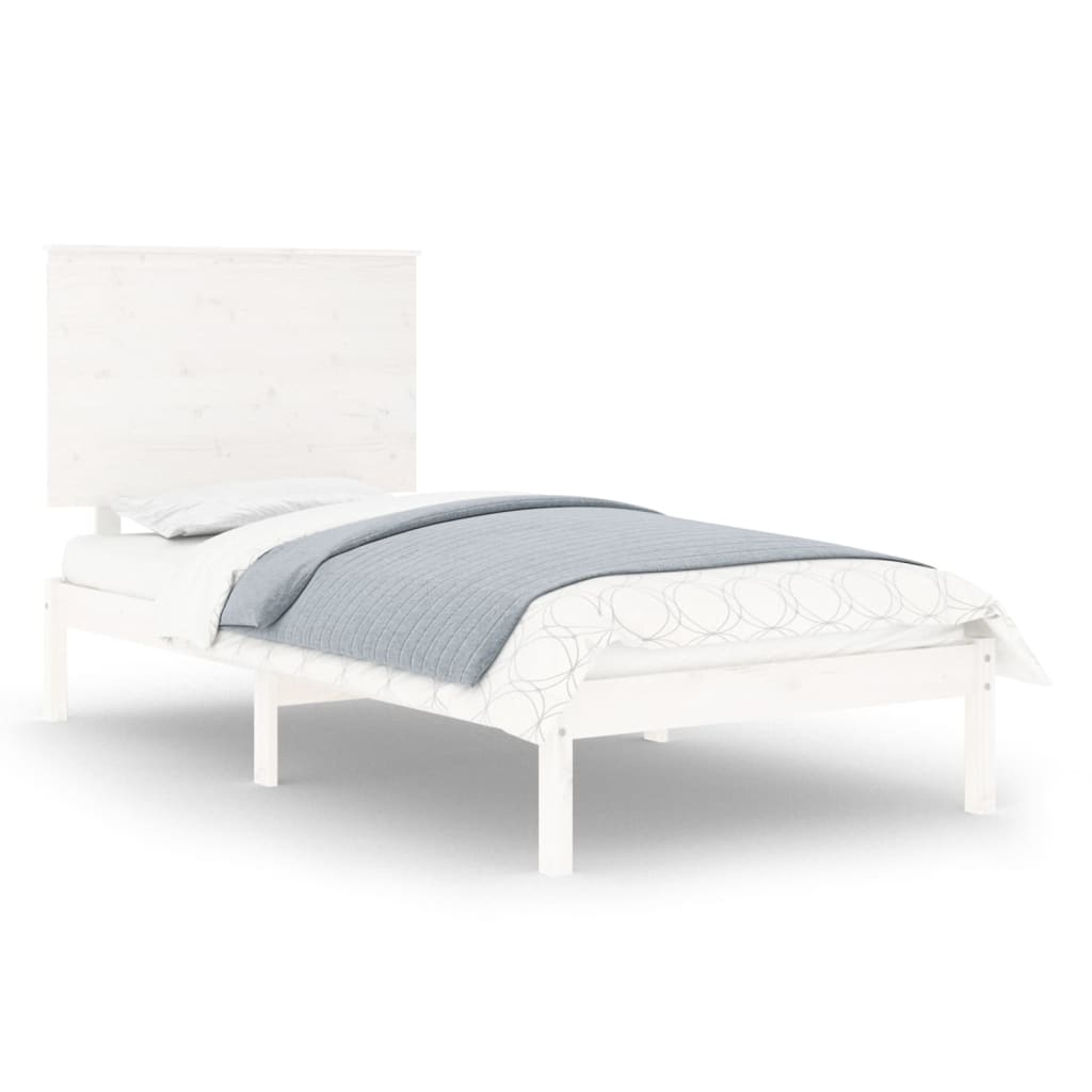 Bed Frame without Mattress White 100x200 cm Solid Wood Pine