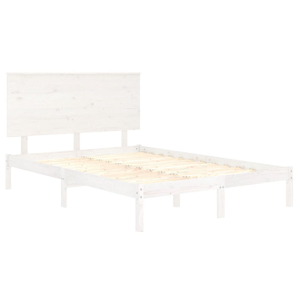 Bed Frame without Mattress White 120x200 cm Solid Wood Pine