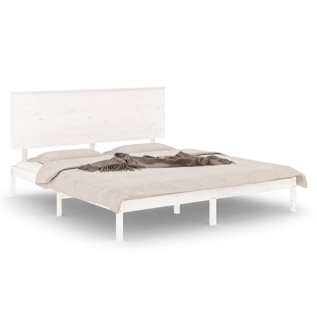 Bed Frame without Mattress White 150x200 cm King Size Solid Wood