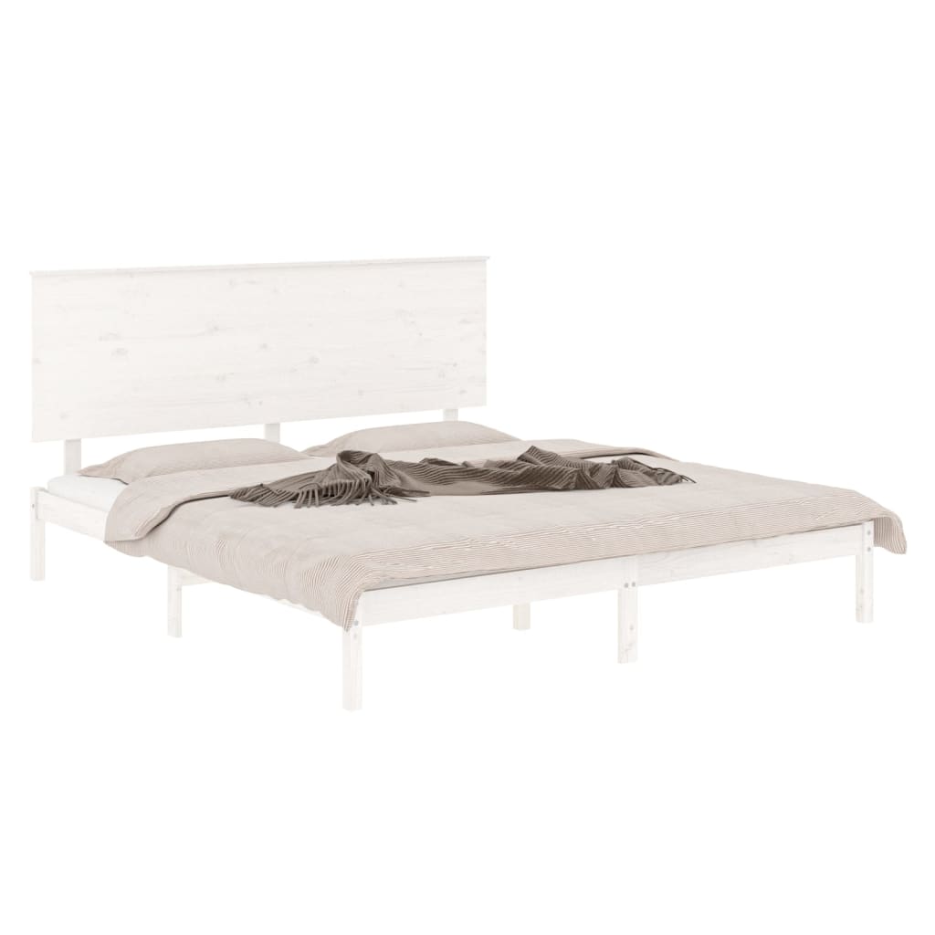 Bed Frame without Mattress White 150x200 cm King Size Solid Wood
