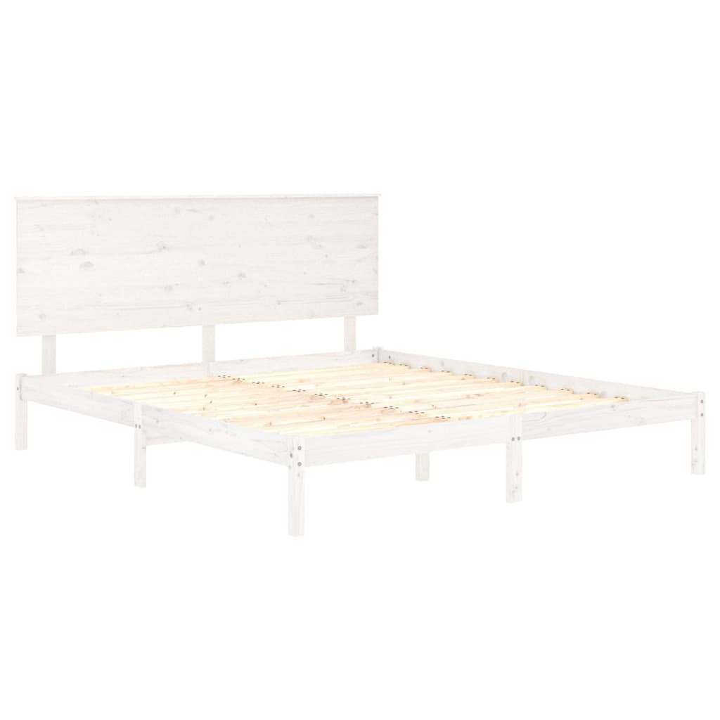 Bed Frame without Mattress White 150x200 cm King Size Solid Wood