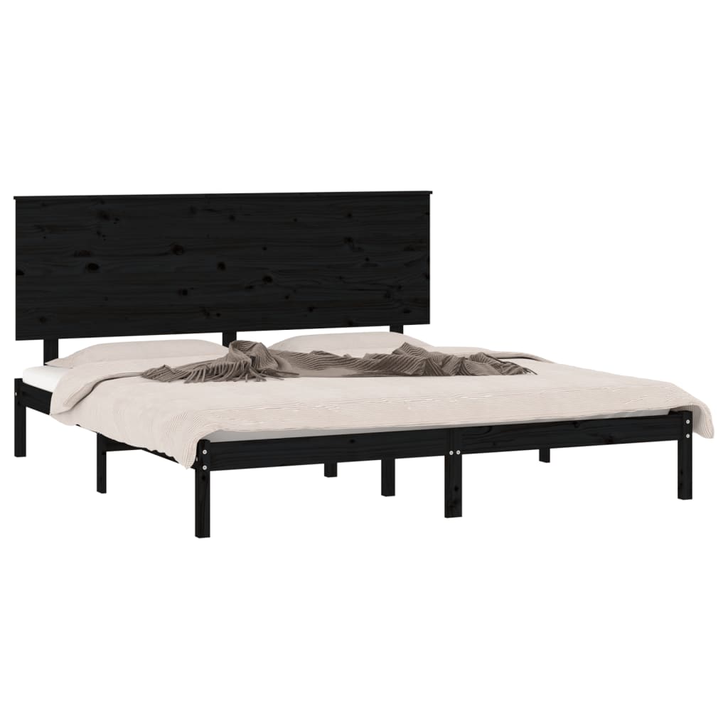 Bed Frame without Mattress Black 200x200 cm Solid Wood Pine
