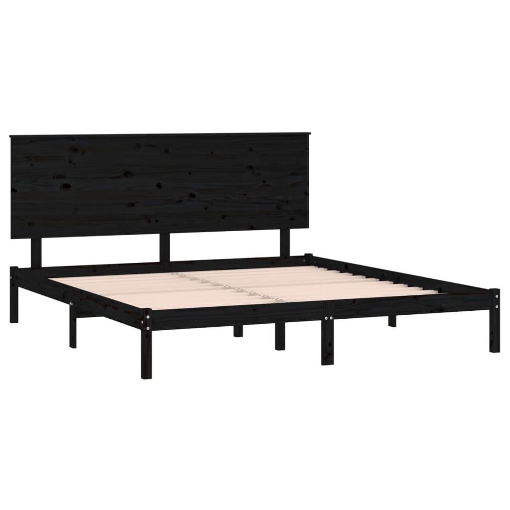 Bed Frame without Mattress Black 200x200 cm Solid Wood Pine