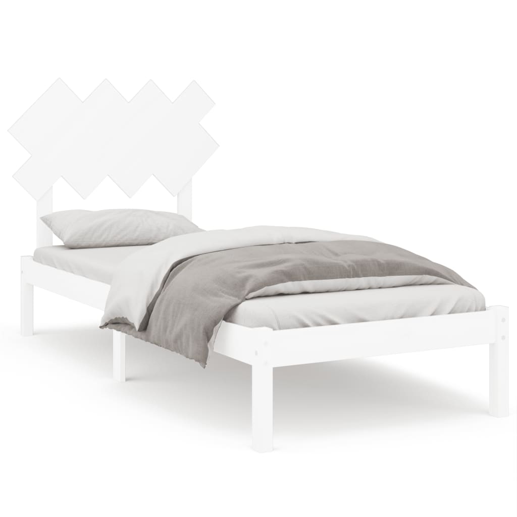 Bed Frame without Mattress White 90x190 cm Single Solid Wood