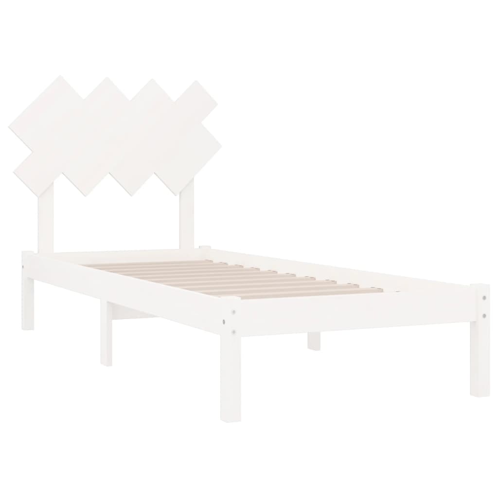 Bed Frame without Mattress White 90x190 cm Single Solid Wood