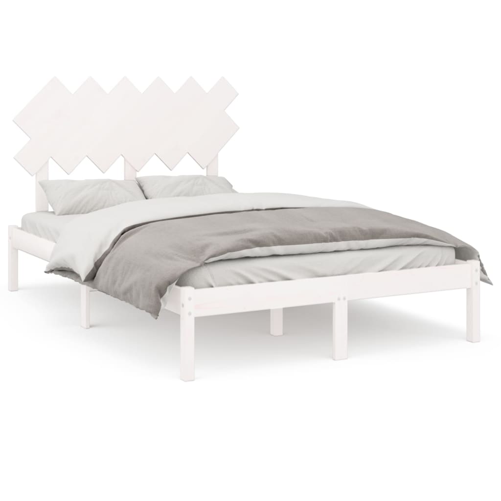 Bed Frame without Mattress White 120x190 cm Small Double Solid Wood