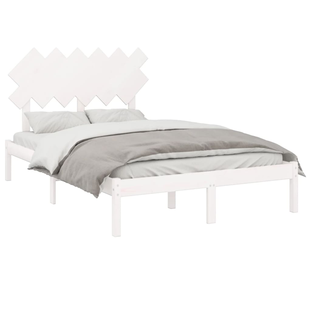 Bed Frame without Mattress White 120x190 cm Small Double Solid Wood