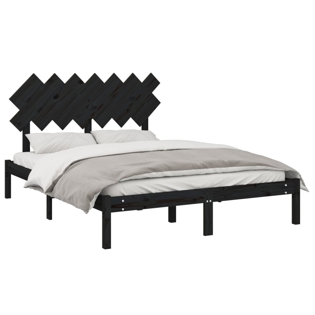 Bed Frame without Mattress Black 140x190 cm Solid Wood