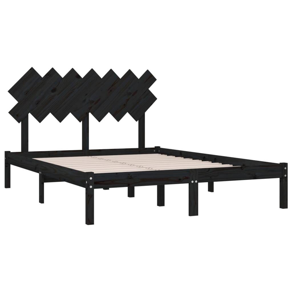 Bed Frame without Mattress Black 140x190 cm Solid Wood