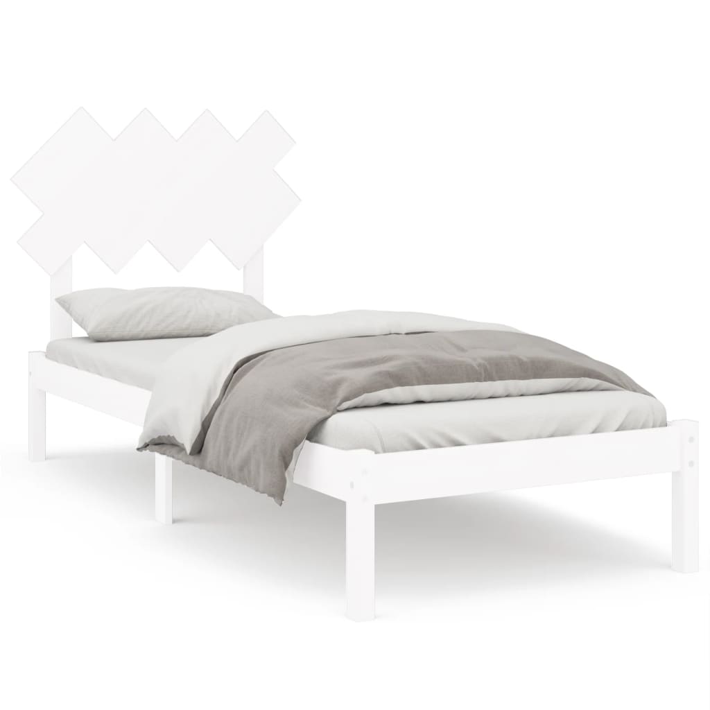 Bed Frame without Mattress White 90x200 cm Solid Wood
