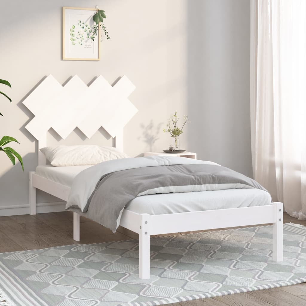 Bed Frame without Mattress White 90x200 cm Solid Wood