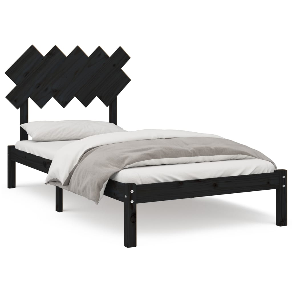 Bed Frame without Mattress Black 100x200 cm Solid Wood