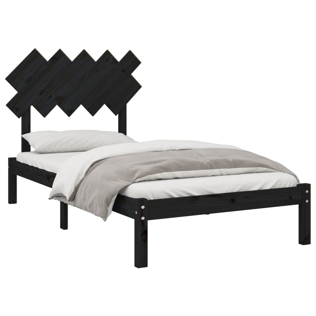 Bed Frame without Mattress Black 100x200 cm Solid Wood