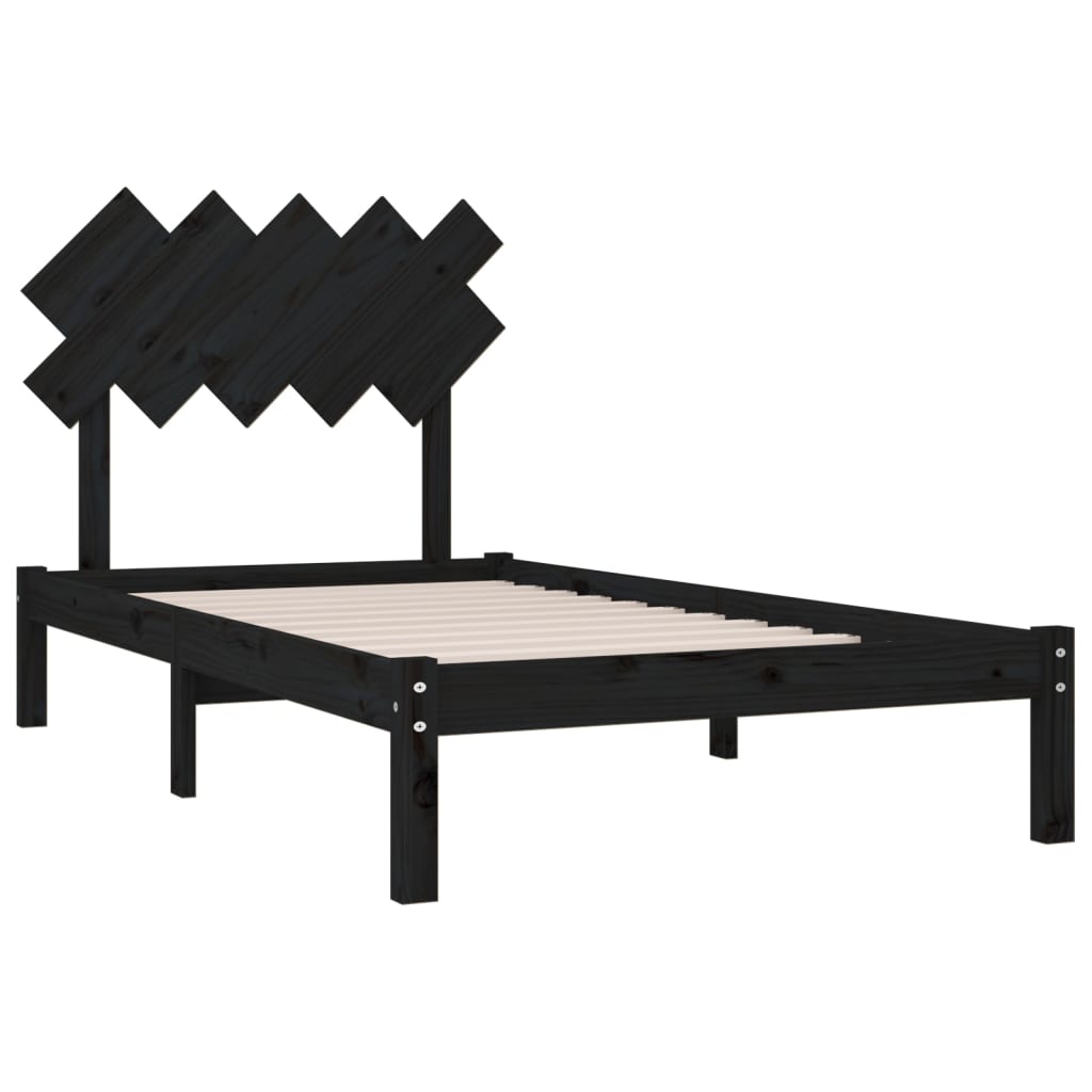 Bed Frame without Mattress Black 100x200 cm Solid Wood