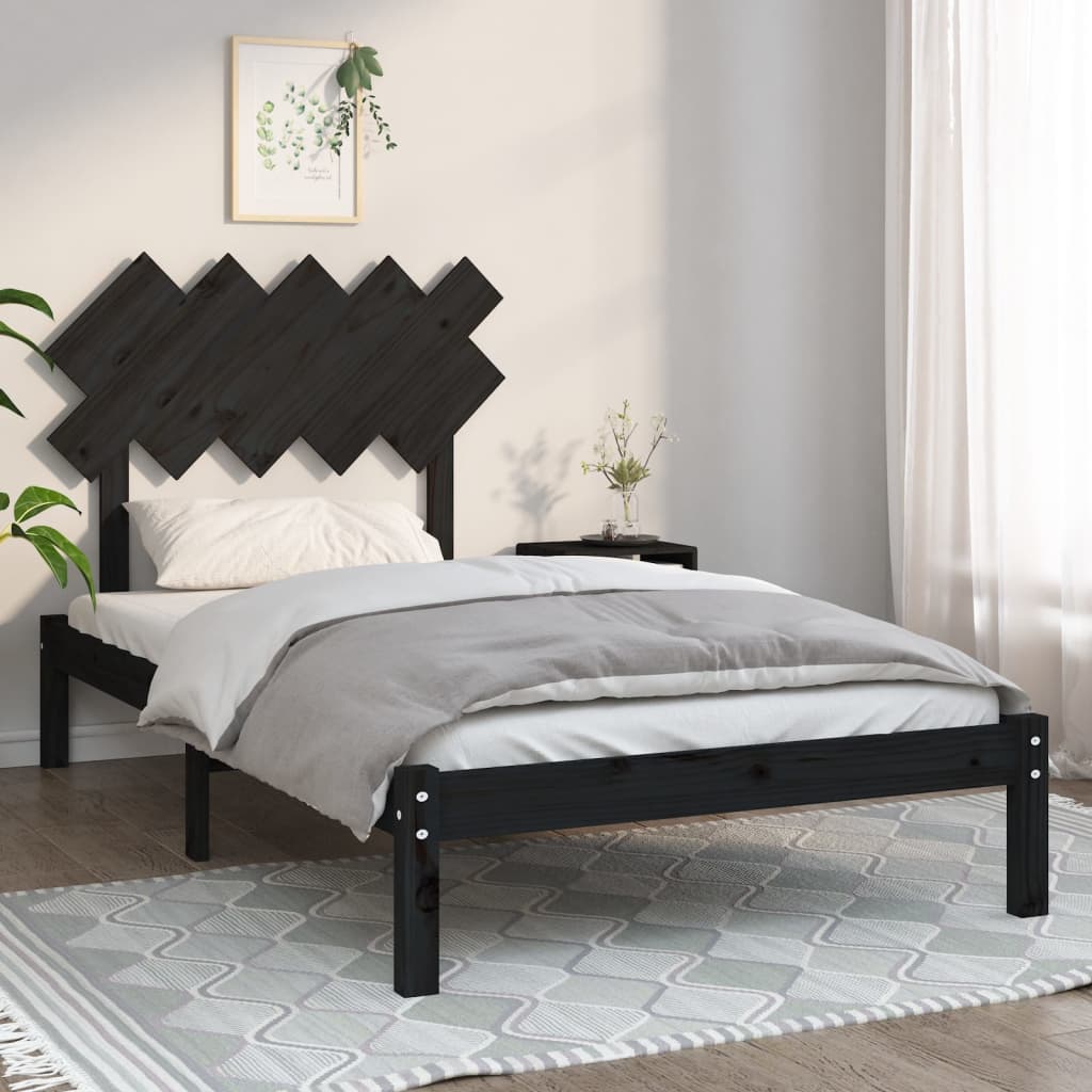 Bed Frame without Mattress Black 100x200 cm Solid Wood