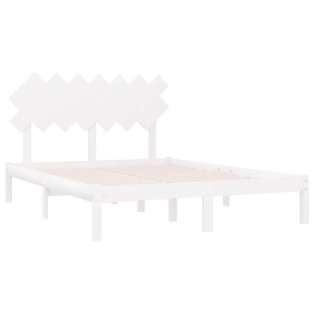 Bed Frame without Mattress White 150x200 cm King Size King Size Solid Wood