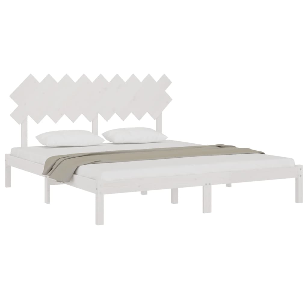 Bed Frame without Mattress White 180x200 cm Super King Solid Wood