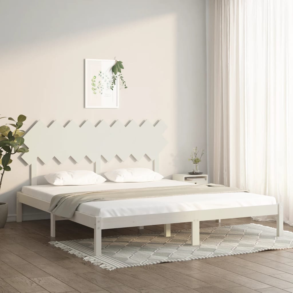 Bed Frame without Mattress White 180x200 cm Super King Solid Wood