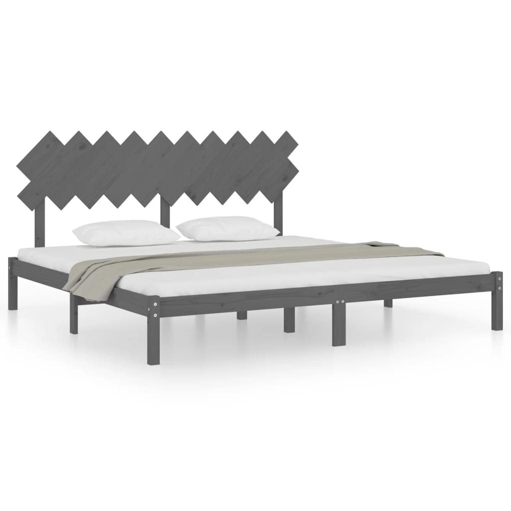 Bed Frame without Mattress Grey 200x200 cm Solid Wood
