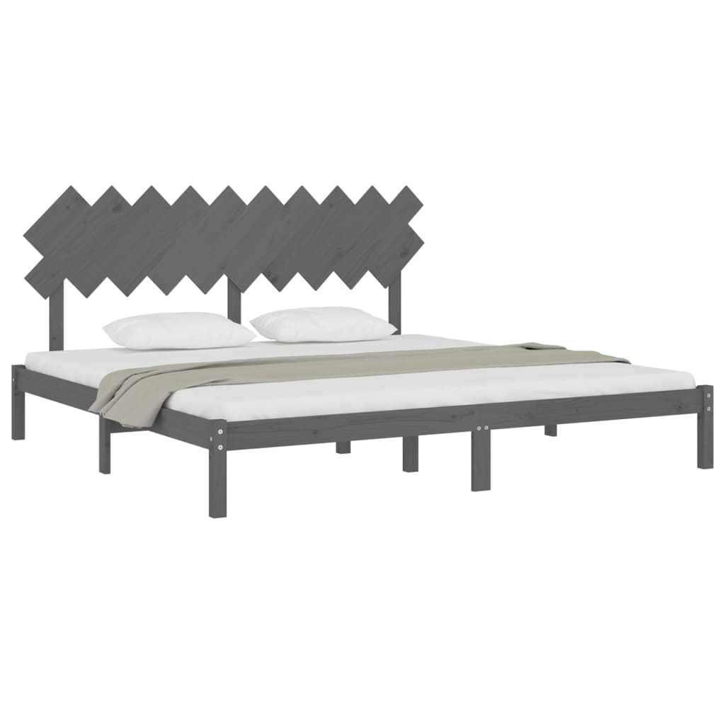 Bed Frame without Mattress Grey 200x200 cm Solid Wood
