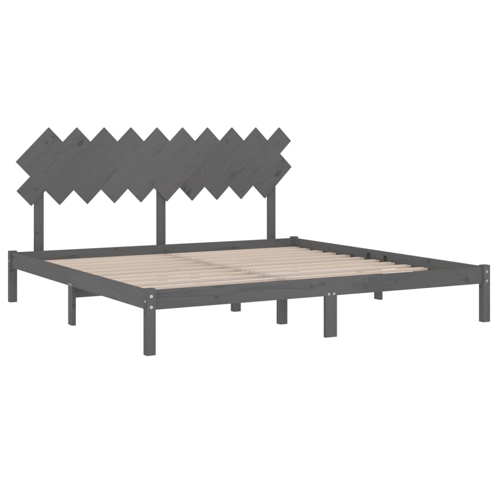 Bed Frame without Mattress Grey 200x200 cm Solid Wood