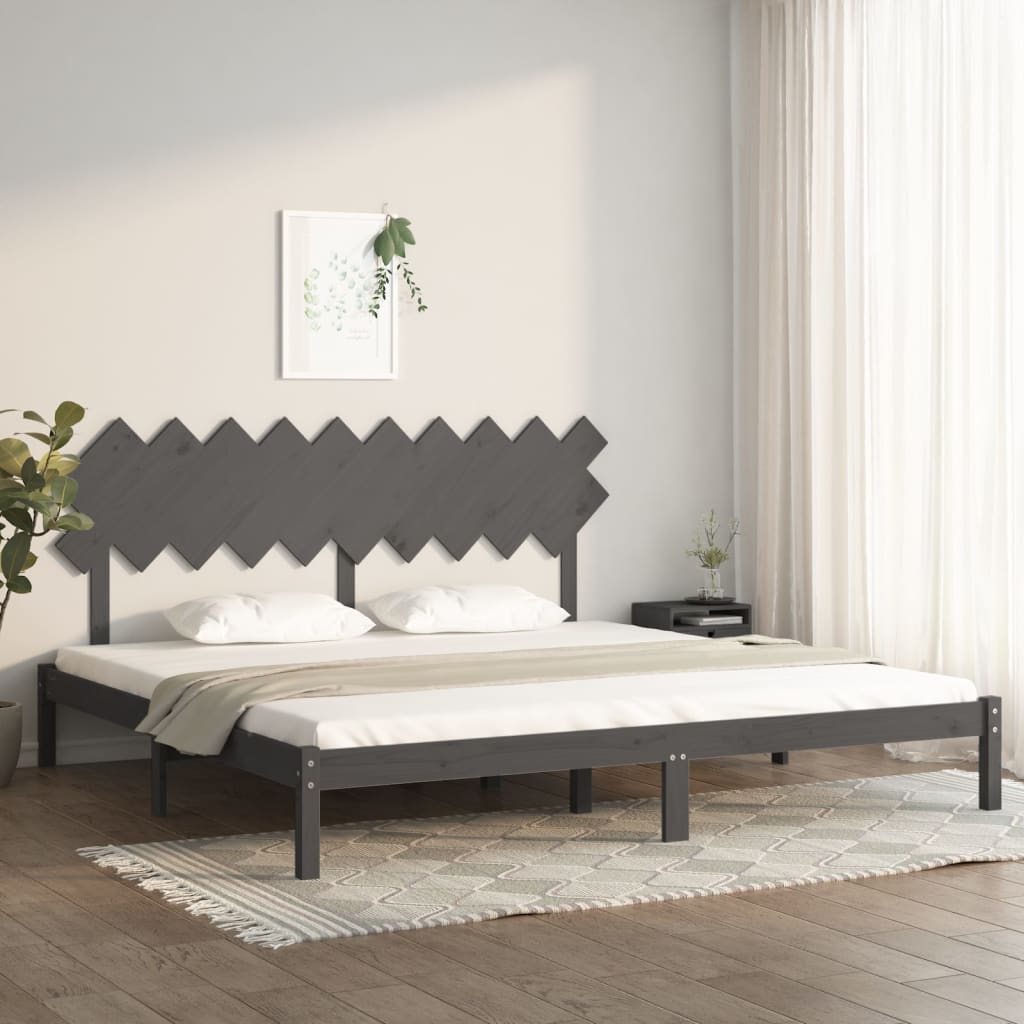 Bed Frame without Mattress Grey 200x200 cm Solid Wood