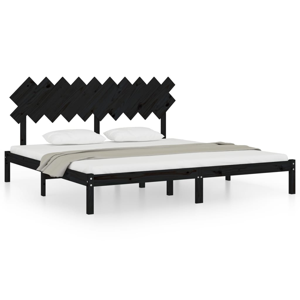 Bed Frame without Mattress Black 200x200 cm Solid Wood