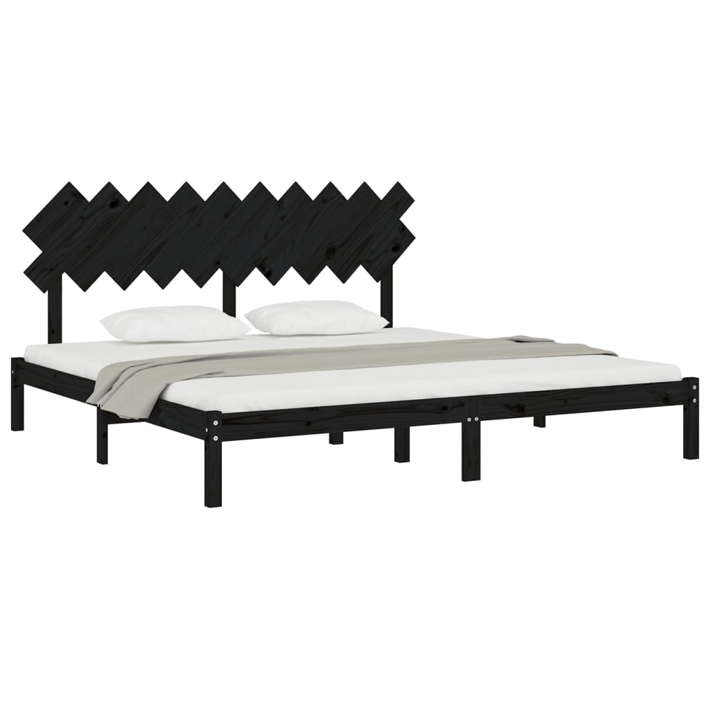 Bed Frame without Mattress Black 200x200 cm Solid Wood