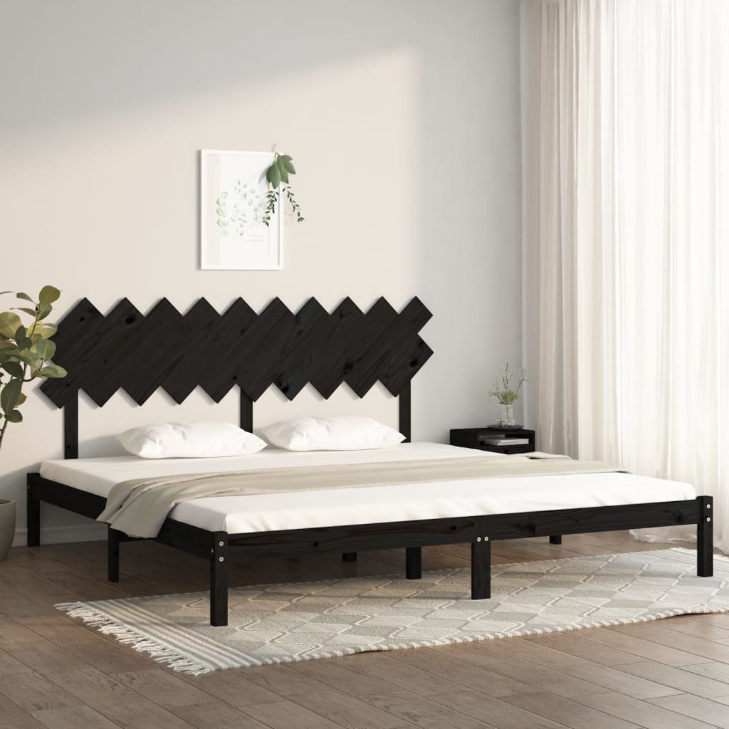 Bed Frame without Mattress Black 200x200 cm Solid Wood