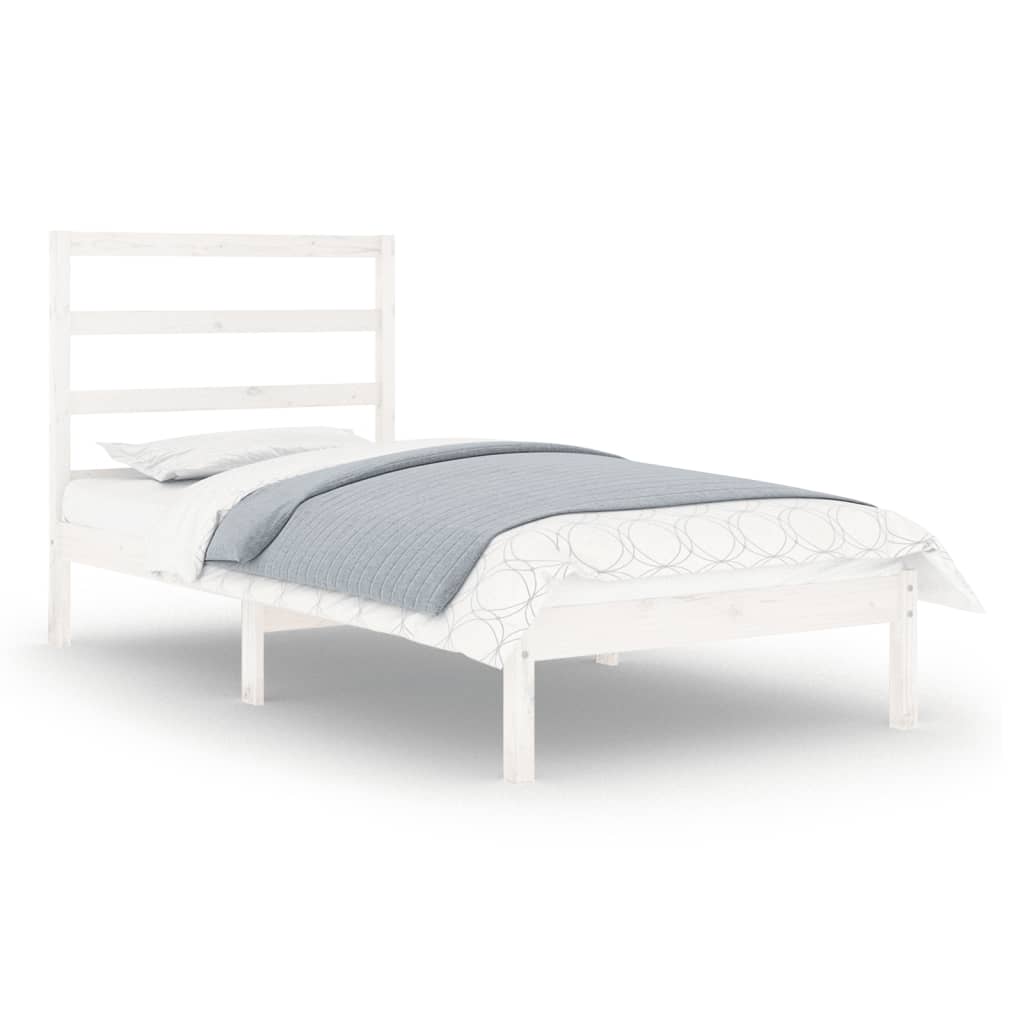 Bed Frame without Mattress White 90x190 cm Single Solid Wood