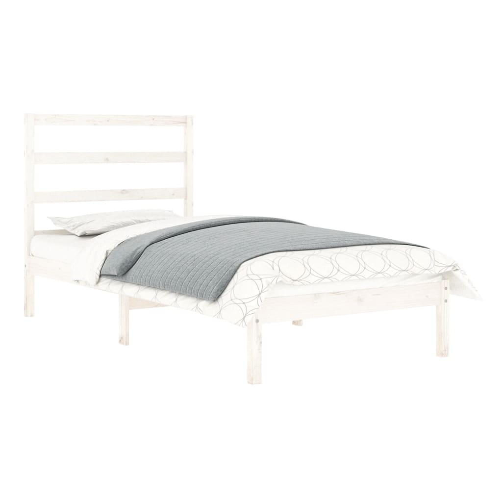 Bed Frame without Mattress White 90x190 cm Single Solid Wood