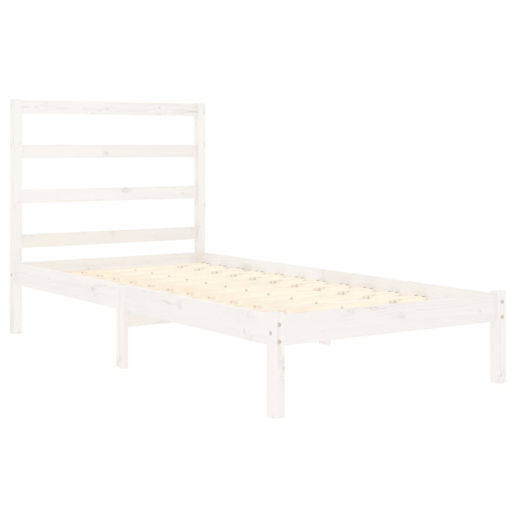 Bed Frame without Mattress White 90x190 cm Single Solid Wood