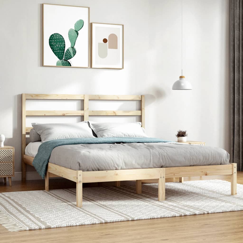 Bed Frame without Mattress 135x190 cm Double Solid Wood